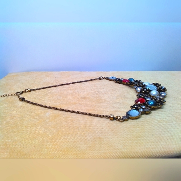 Kiss Me Statement Ruby Pearl and Rhinestone Necklace - Picture 5 of 8